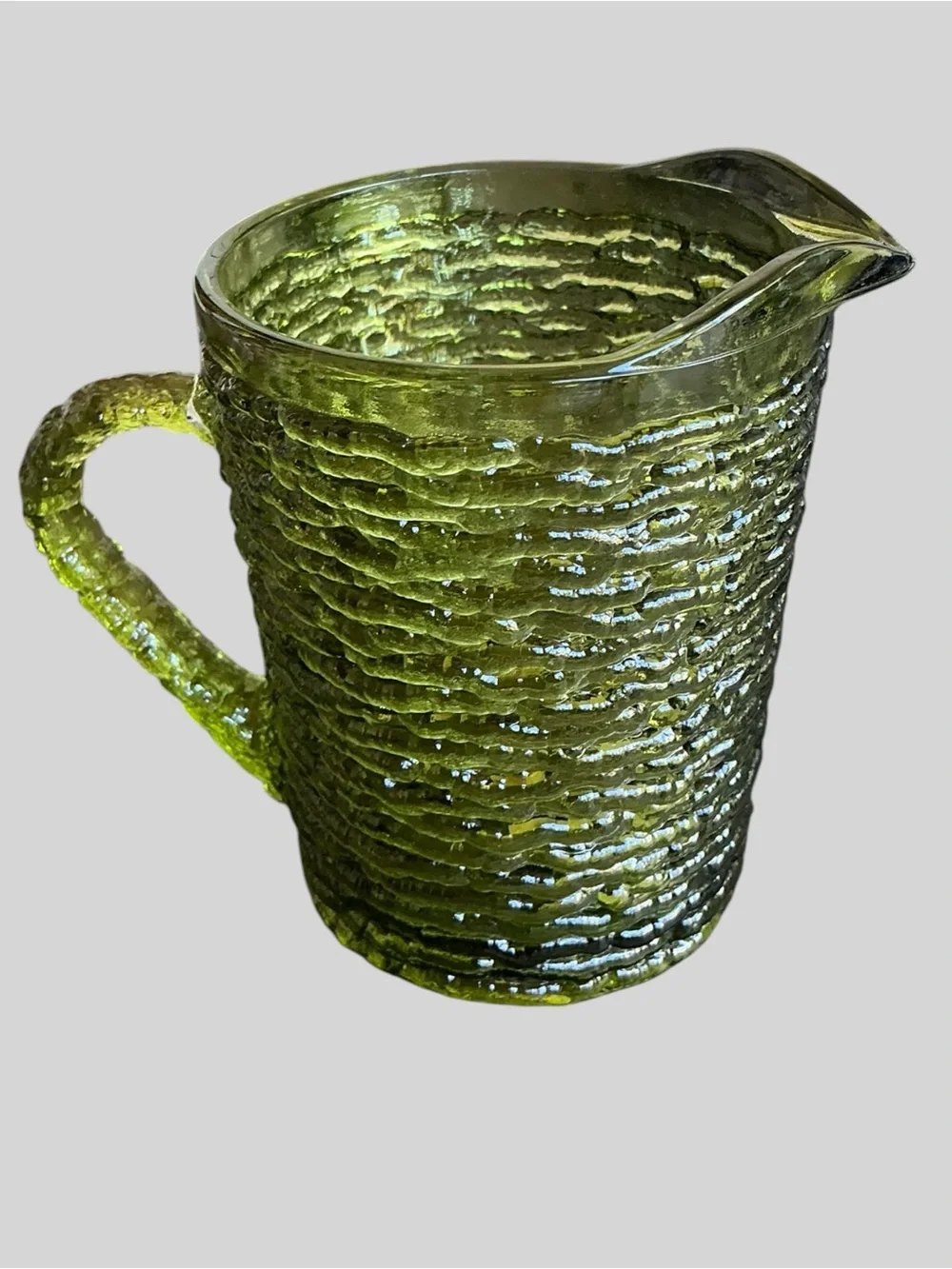 Vintage Anchor Hocking Soreno Avocado Green Glass Condiment Set MCM Retro